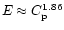 $E\approx C_{\rm p}^{1.86}$