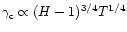 $\gamma_{\rm c} \propto(H - 1)^{3/4}T^{1/4}$