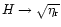 $H \to \sqrt{\eta_{\rm r}}$